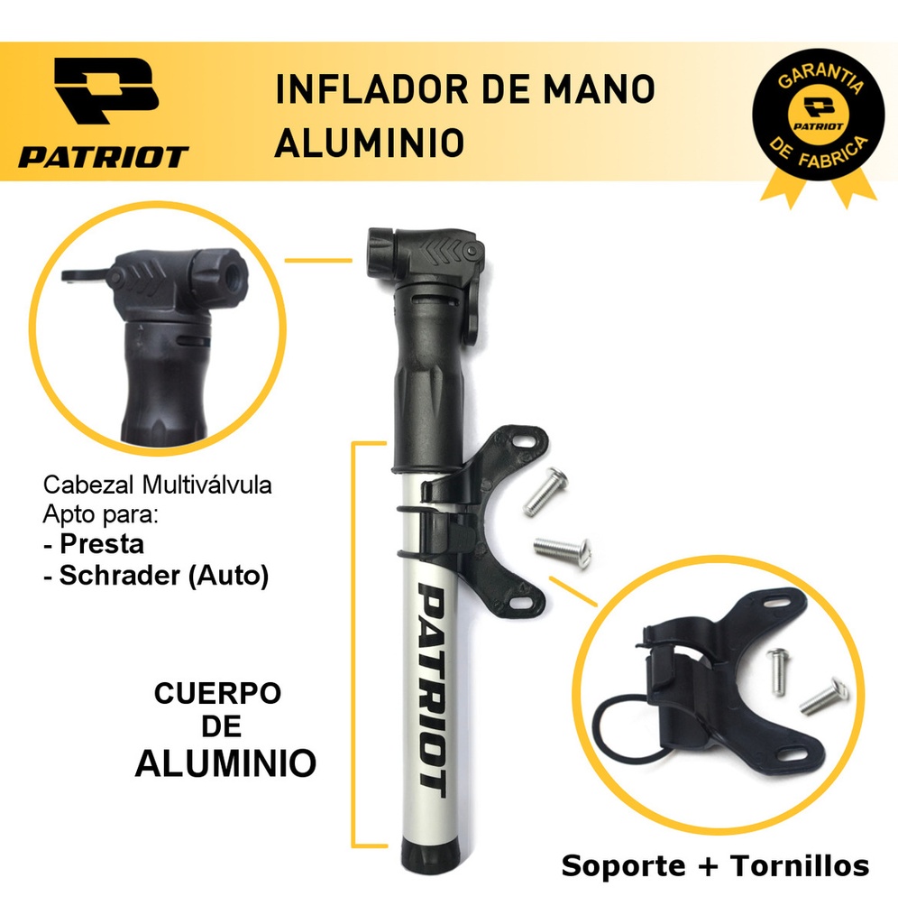 Inflador de mano Patriot de aluminio 